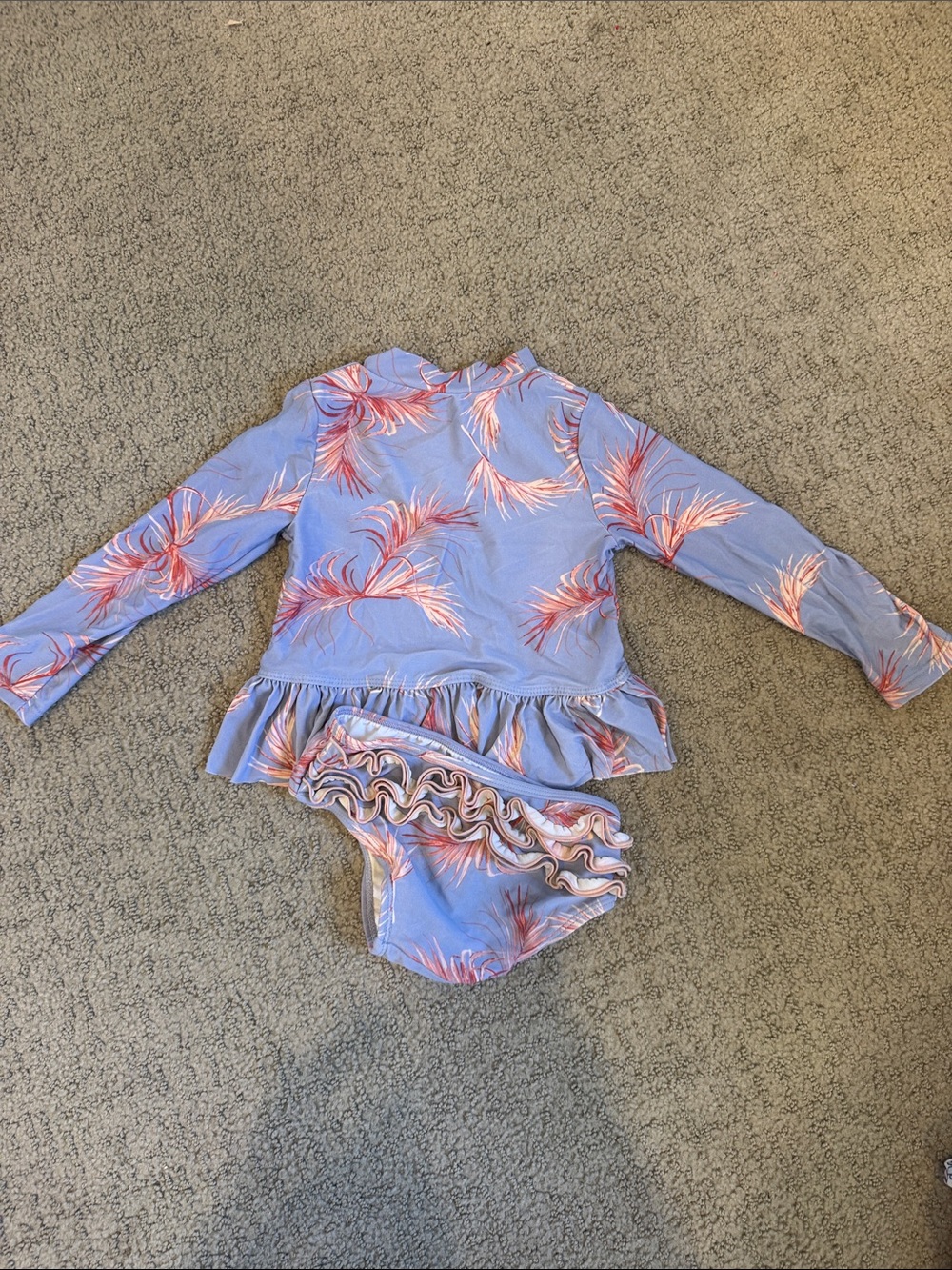 Jessica Simpson Baby Long Sleeve Ruffle Rash Guard Bikini Set - Picture 3 of 4